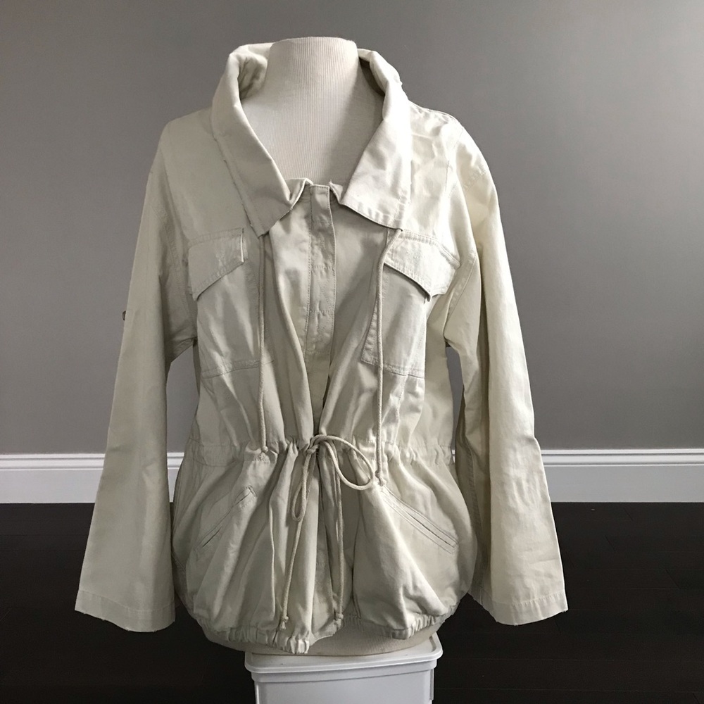 NWT Joie Sand color drawstring coat sz Lg